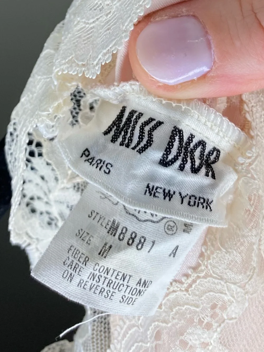 Vintage Miss DIOR Lace-Detail Light Pink Satin Slip Chemise - Picture 9 of 12